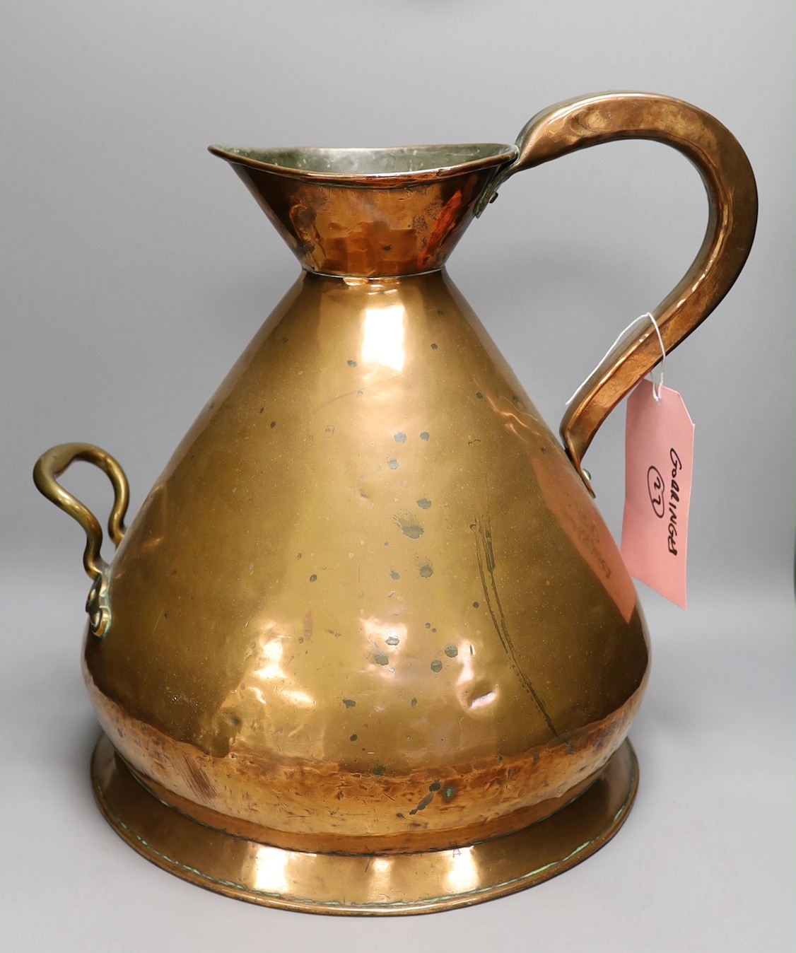 A Victorian copper conical four gallon haystack measure, 44cm tall